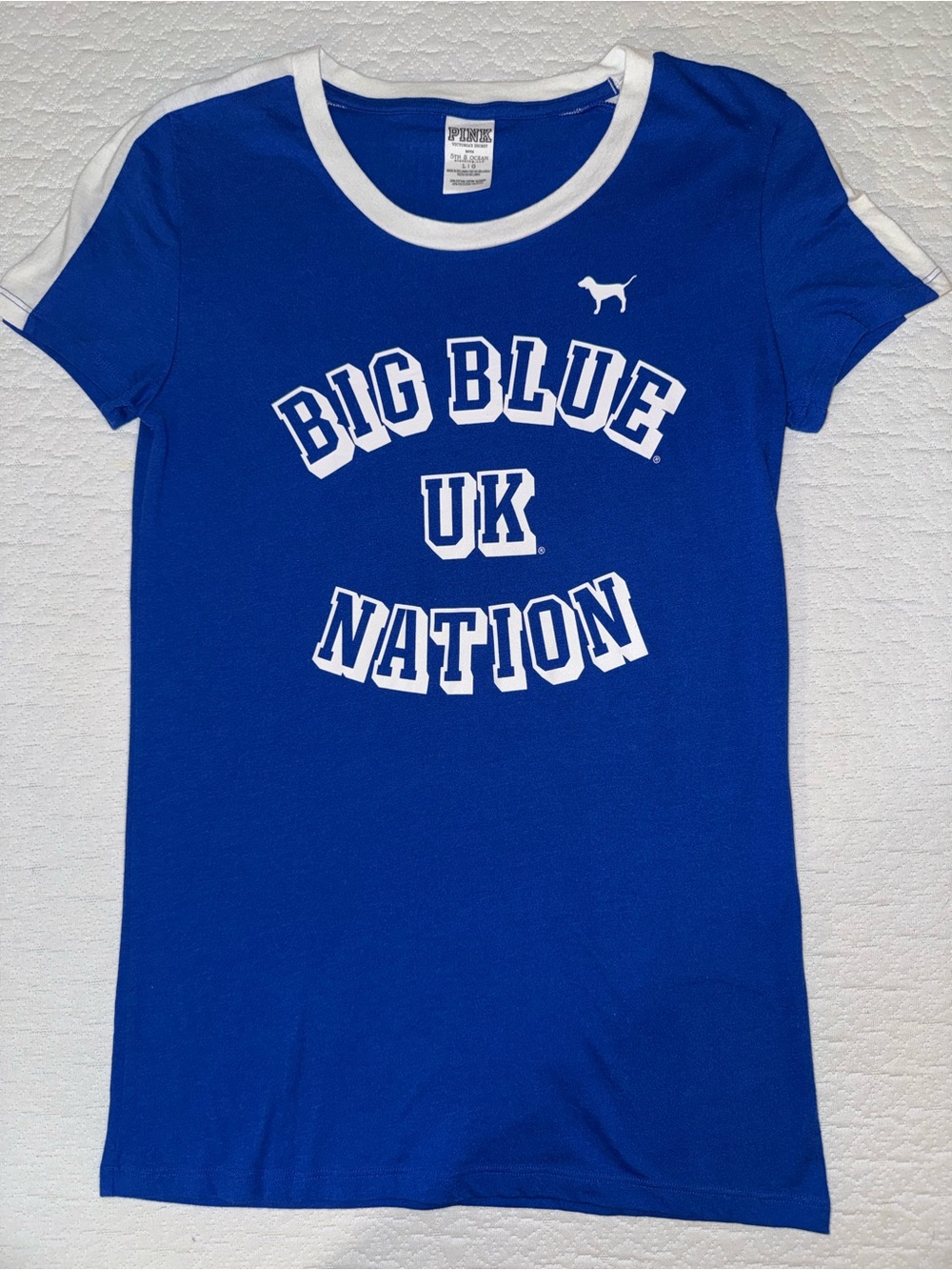 PINK Victoria's Secret Blue and White "Big Blue UK Nation" Tee